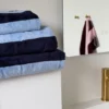 Badehåndklæde Striber i Navy/Lyseblå (70x135cm)