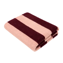 Badehåndklæde Striber i Rosa/Bordeaux (70x135cm)