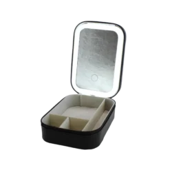 Beauty Box BARBRA m. LED Spejl i Sort (16,5x11,5x5cm)