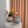 BETSY Vase i Beige Stribe (Ø14,7x13,5cm)