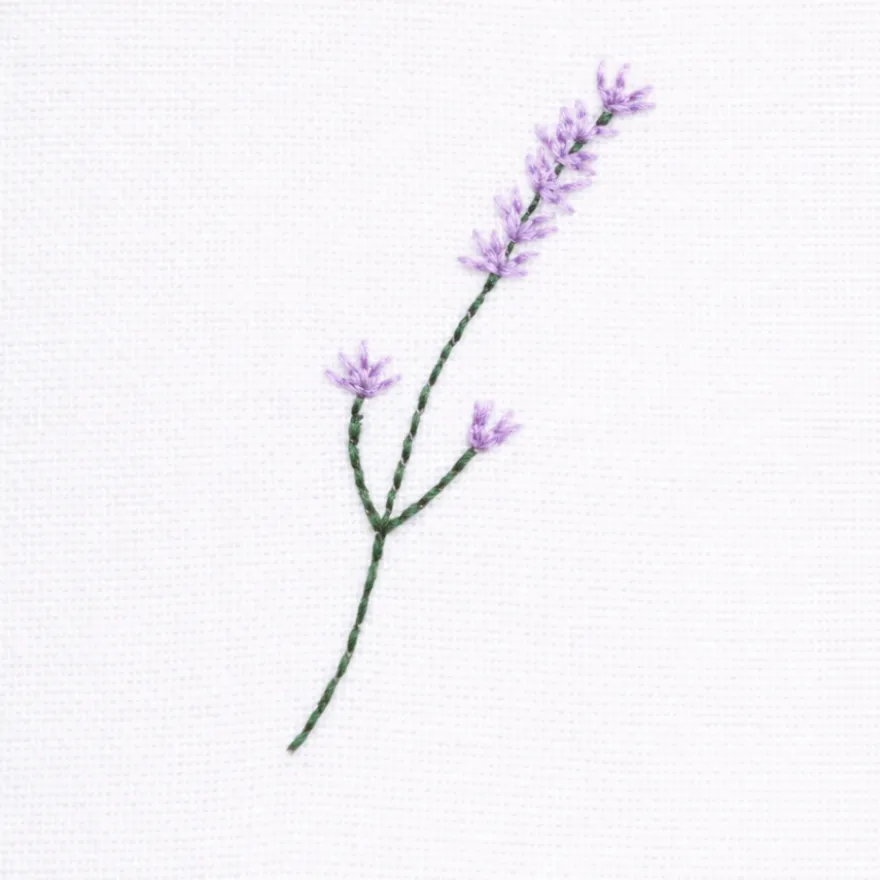 Dug m. Broderet Blomst i Hvid (140x270cm)