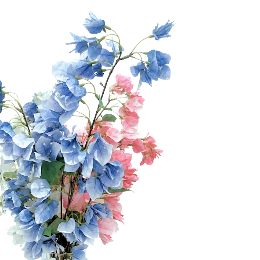Evighedsbuket Bougainvillea i Blå, Hvid & Pink (H80cm)