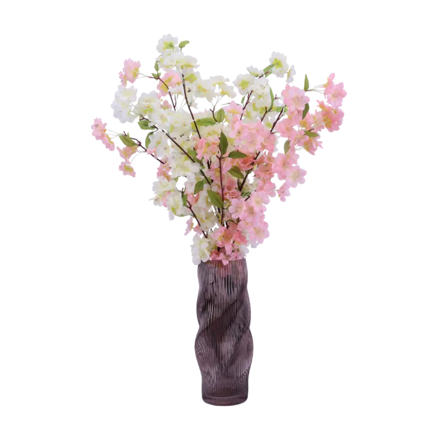 Evighedsbuket Ferskenblomst i Hvid og Lyserød (H105cm)