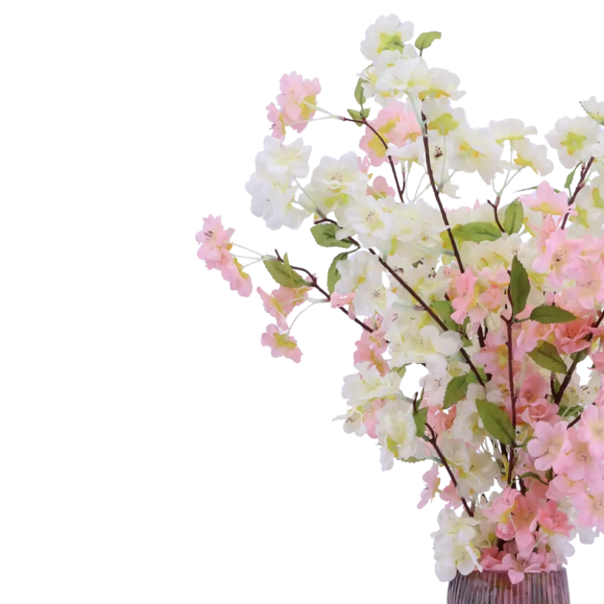 Evighedsbuket Ferskenblomst i Hvid og Lyserød (H105cm)