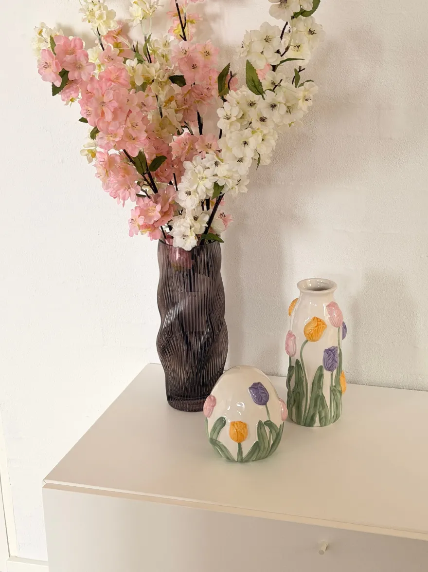 Evighedsbuket Ferskenblomst i Hvid og Lyserød (H105cm)