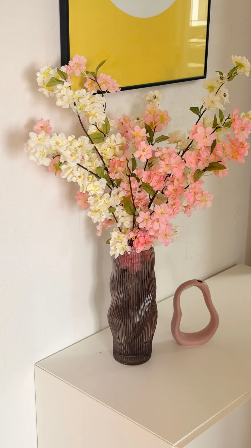Evighedsbuket Ferskenblomst i Hvid og Lyserød (H105cm)