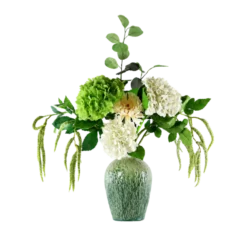 Evighedsbuket Nordisk Natur m. Hvide og Grønne Blomster