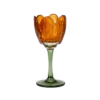 Fyrfadsstage Blomst Glas i Amber/Grøn (9x20,5cm)