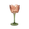 Fyrfadsstage Blomst Glas i Rosa/Grøn (9x20,5cm)