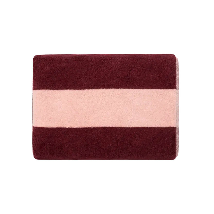 Håndklæde Striber Rosa/Bordeaux (80x150cm)