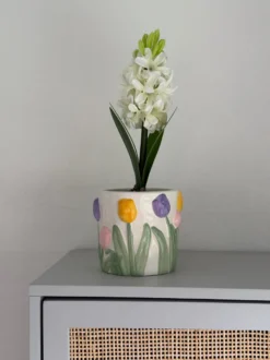 Hyacint i Potte i Hvid (H28,5cm)