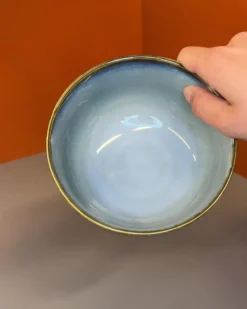 Keramik Skål ASTA m. Løbeglasur i Blå (Ø14x7cm)