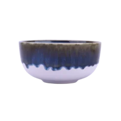 Keramik Skål ASTA m. Løbeglasur i Blå (Ø14x7cm)