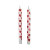 Kronelys m. Flag (2 stk.) 3D-Flamme (H24,5cm)