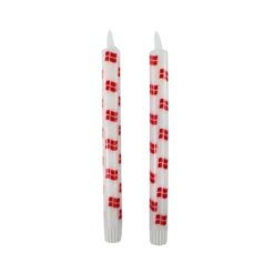 Kronelys m. Flag (2 stk.) 3D-Flamme (H24,5cm)