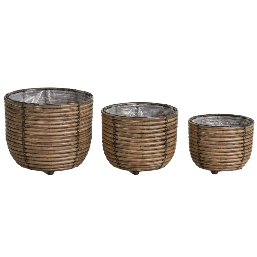 Kurve Sæt af 3 i Brun Rattan (25x20/20x17/17x14cm)