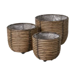 Kurve Sæt af 3 i Brun Rattan (25x20/20x17/17x14cm)