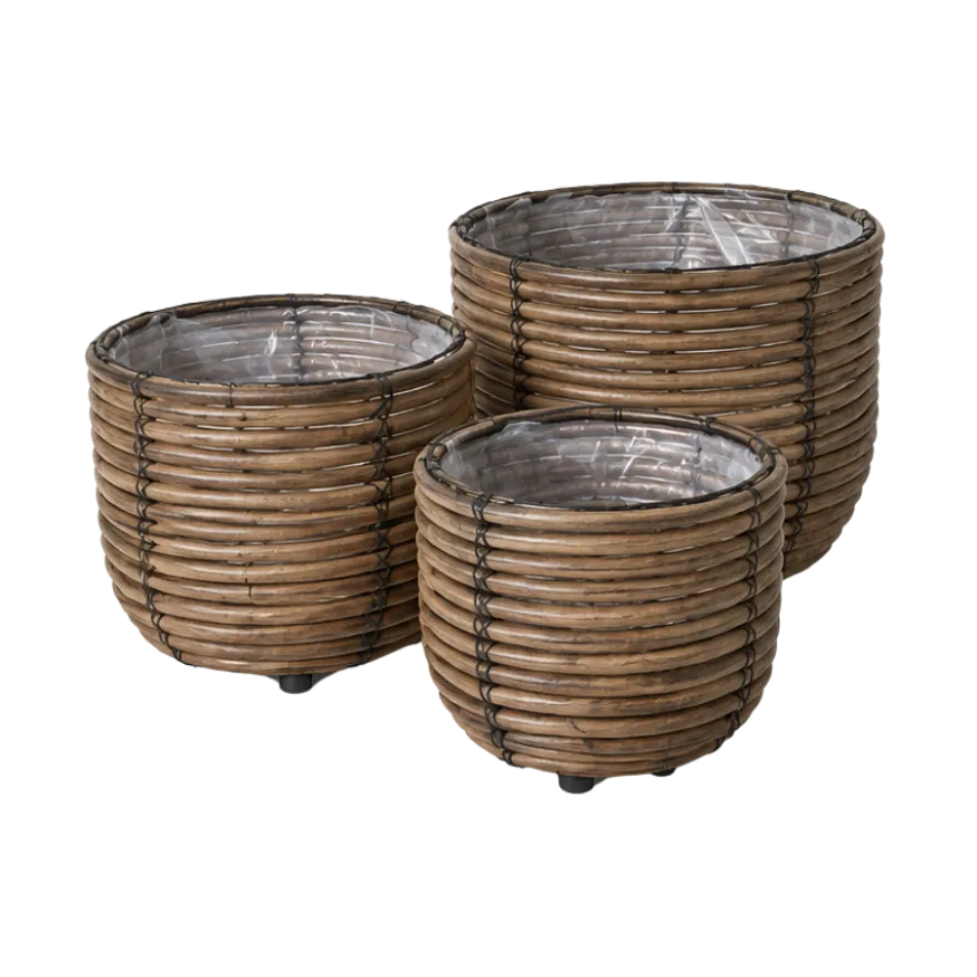 Kurve Sæt af 3 i Brun Rattan (25x20/20x17/17x14cm)