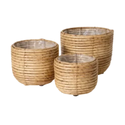 Kurve Sæt af 3 i Rattan Natur (25x20/20x17/17x14cm)