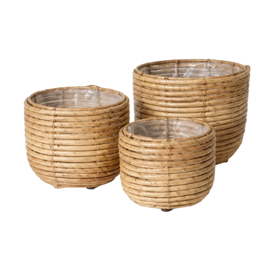 Kurve Sæt af 3 i Rattan Natur (25x20/20x17/17x14cm)