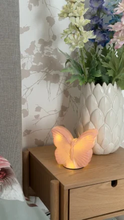 Lampe Sommerfugl m. LED i Rosa