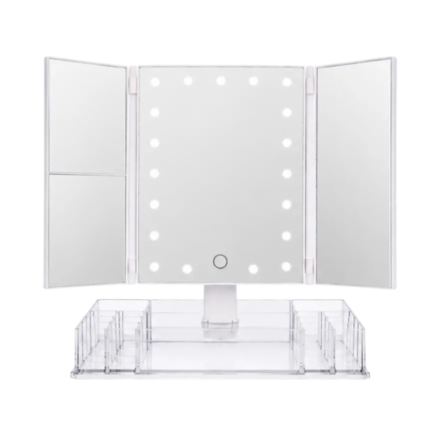 Makeupspejl m. 24 LED og Opbevaring