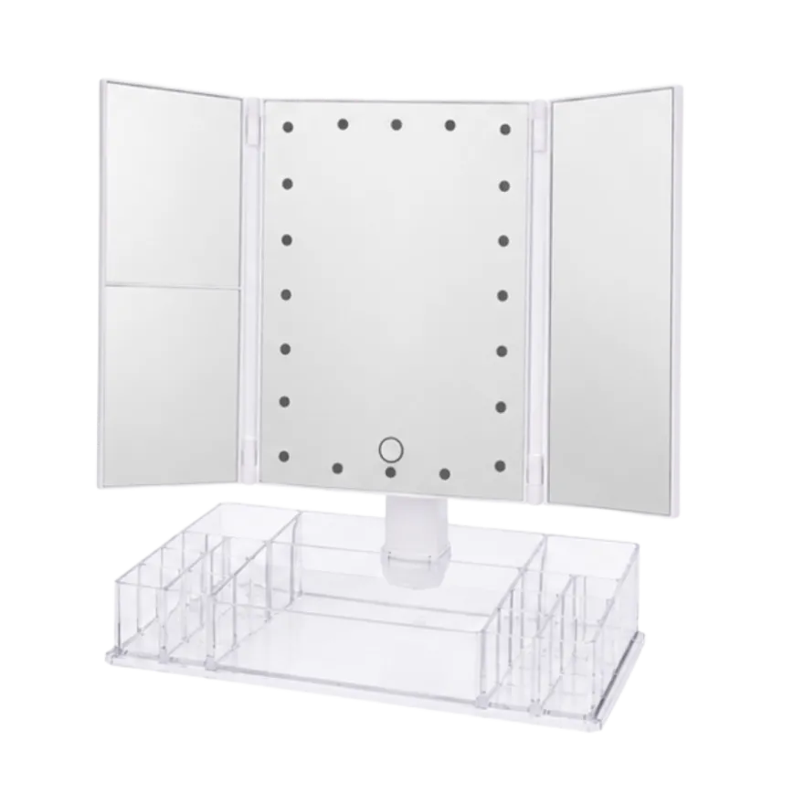 Makeupspejl m. 24 LED og Opbevaring