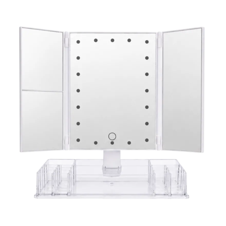 Makeupspejl m. 24 LED og Opbevaring