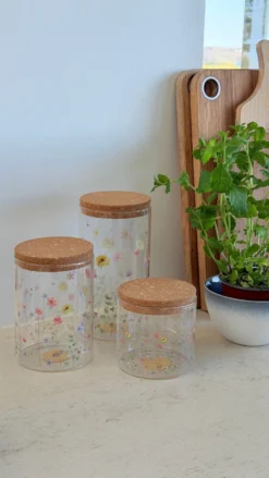 Opbevaringsglas MIAN m. Blomst (1600ml)