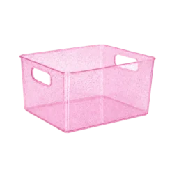Opbevaringskasse Glitter i Pink(29x20,5x15,7cm)