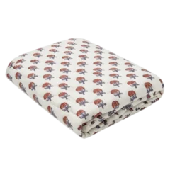 Quilt m. Blomster i Beige (130x180cm)