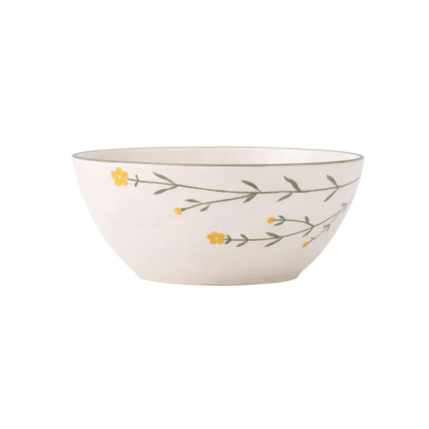 Skål GANI m. Markblomster i Creme (Ø15x7cm)