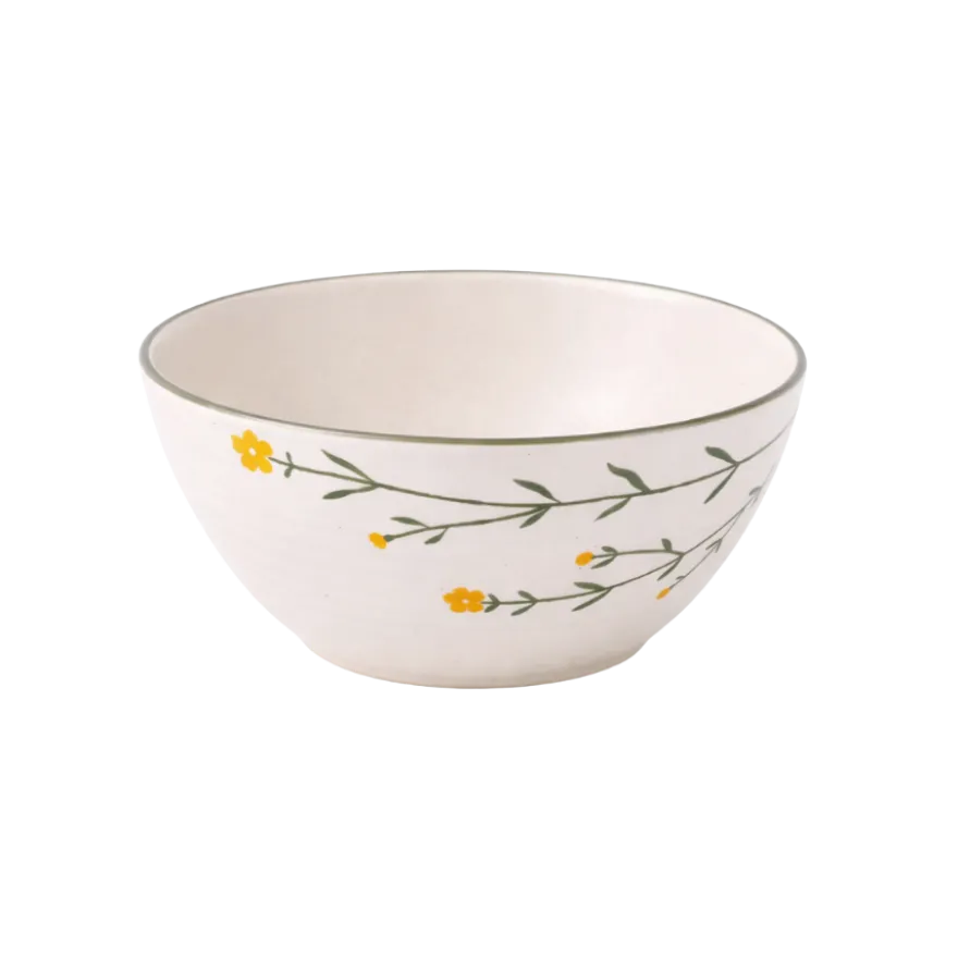Skål GANI m. Markblomster i Creme (Ø15x7cm)
