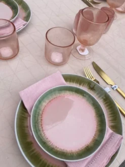 6 stk. Frokosttallerkener ASTA m. Løbeglasur i Rosa (Ø17cm)