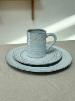 6 stk. Frokosttallerkener i Blå/Hvid (Ø19,5cm)