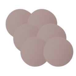 6 stk. Glasbrikker Rund i Beige/Brun PU Læder (Ø10cm)
