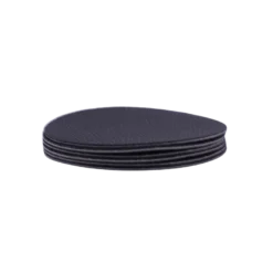 6 stk. Glasbrikker Rund i Sort/Grå PU Læder (Ø10cm)