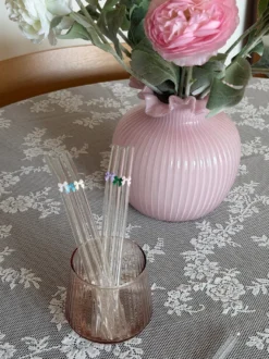 6 stk. Glassugerør Sløjfe Design m. Rensebørste