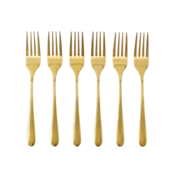 6 stk. Kagegafler CABIR i Guld Farve