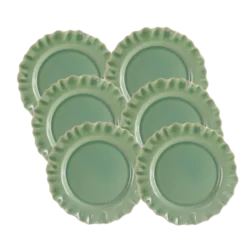 6 stk. Keramik Frokosttallerkener BENTOi Grøn (Ø22x2,2cm)