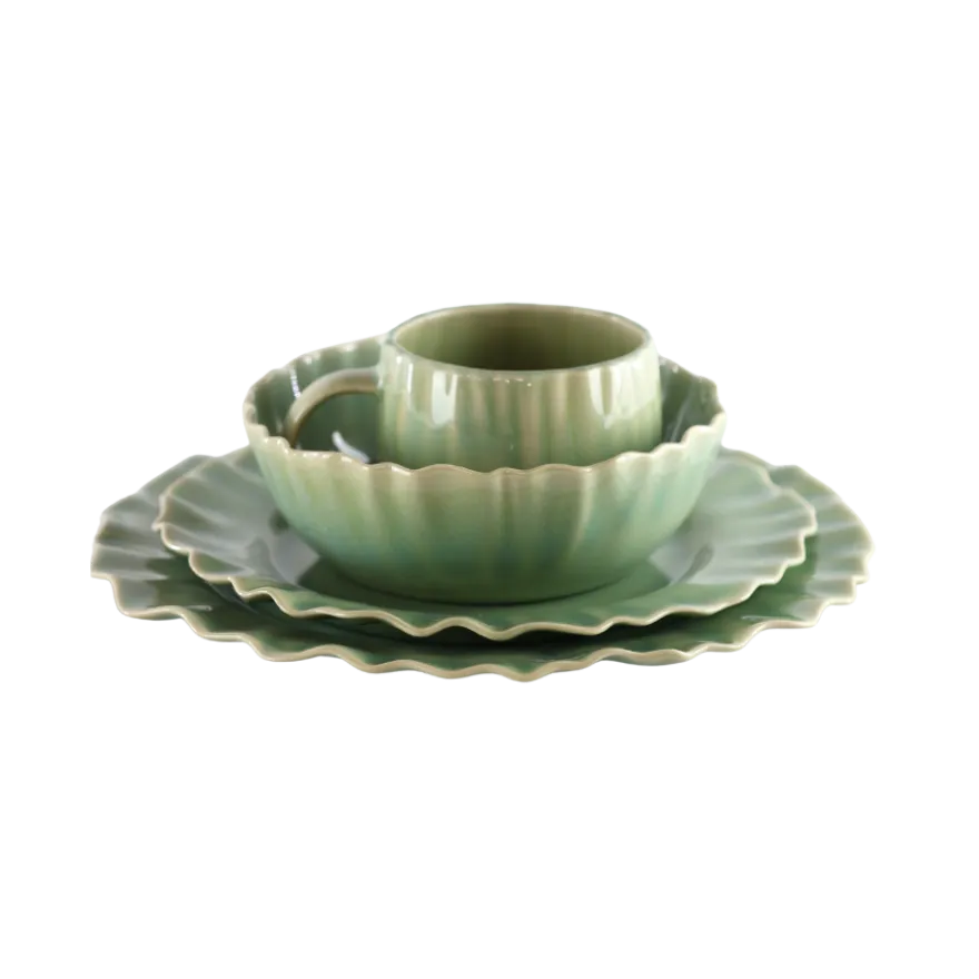 6 stk. Keramik Frokosttallerkener BENTOi Grøn (Ø22x2,2cm)