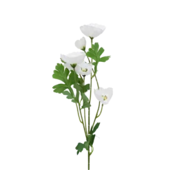 3 stk. Valmueblomster i Hvid (H40cm)