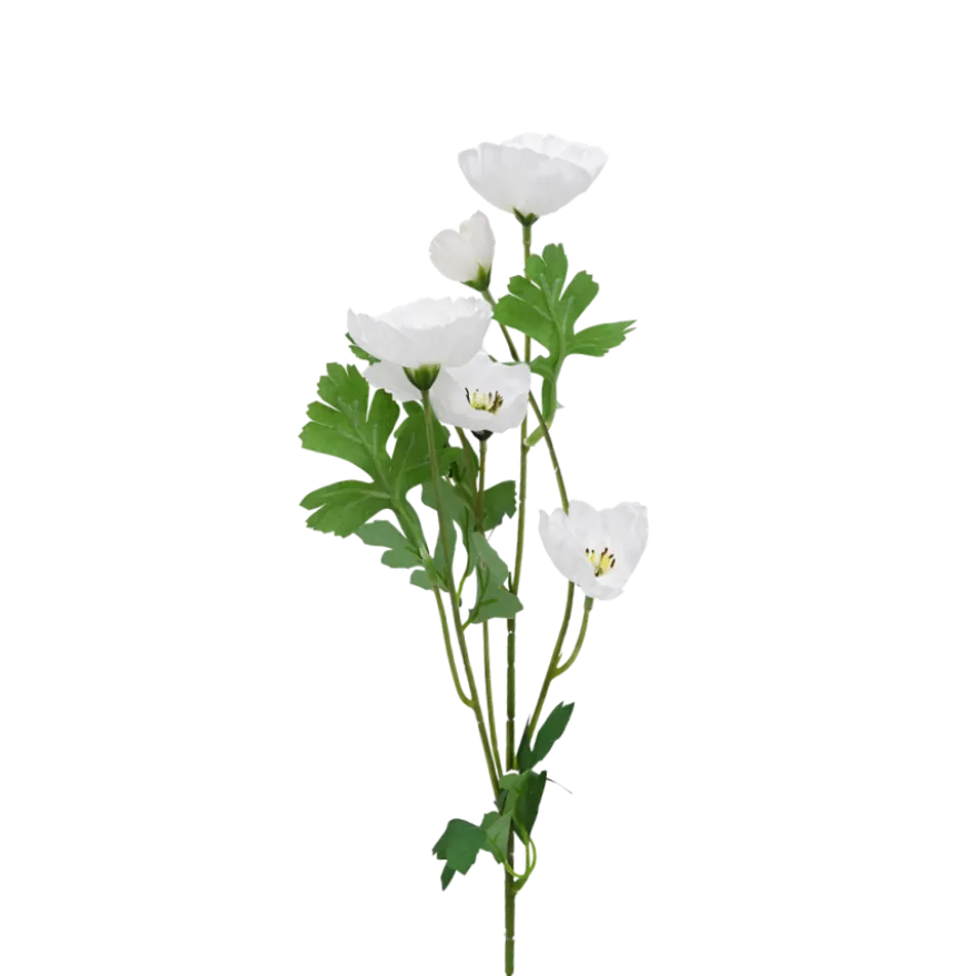 3 stk. Valmueblomster i Hvid (H40cm)