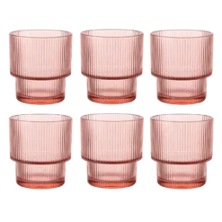 6 stk. Vandglas i Rosa (H9,8cm)