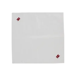 Stofserviet m. Broderet Dannebrog i Hvid (40x40cm)