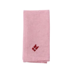 Stofserviet m. Broderet Dansk flag i Lyserød (40x40cm)