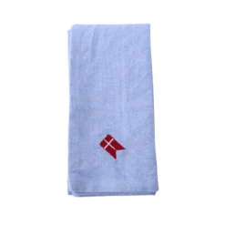 Stofserviet m. Broderet Dansk flag i Blå (40x40cm)