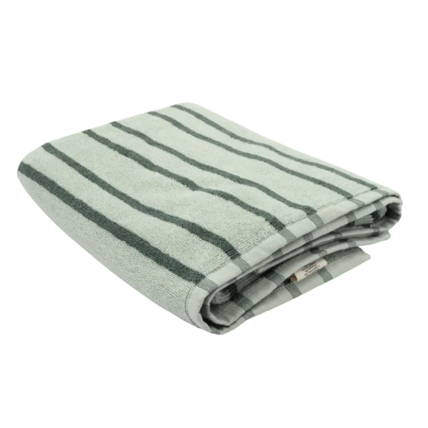 Strandhåndklæde Striber i Grøn (100x150cm)