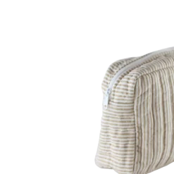 Toilettaske EASON m. Beige og Brun Stribe i Stor (27x10x20cm)