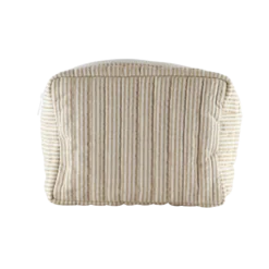 Toilettaske EASON m. Beige og Brun Stribe i Stor (27x10x20cm)